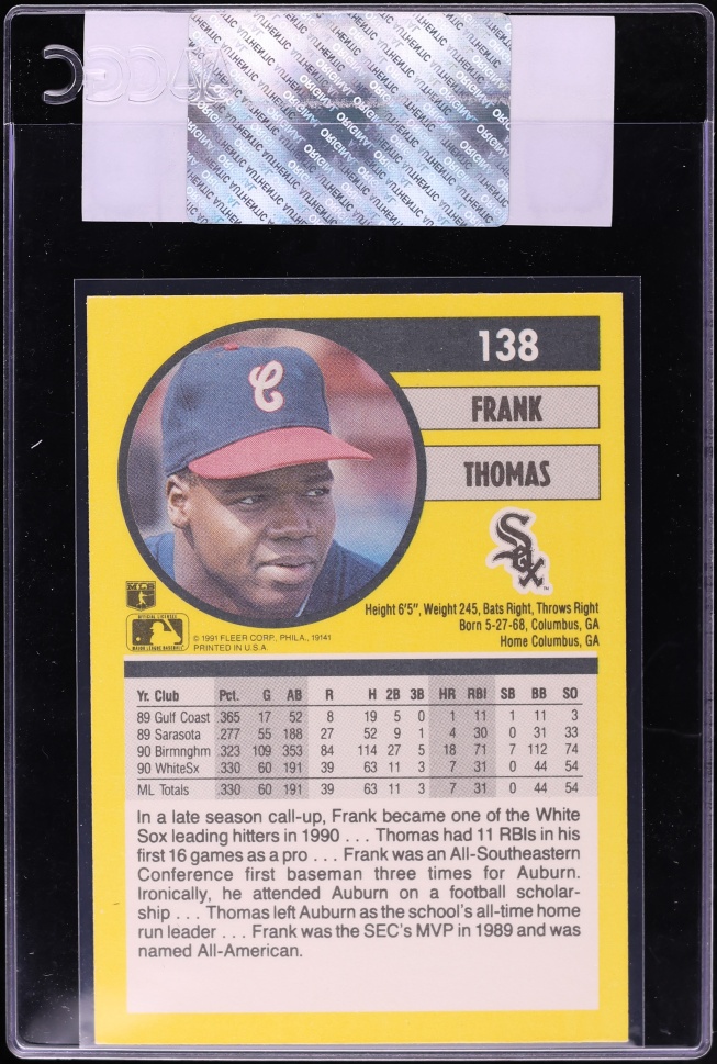 1991 Fleer Frank Thomas #138 CGC AUTH