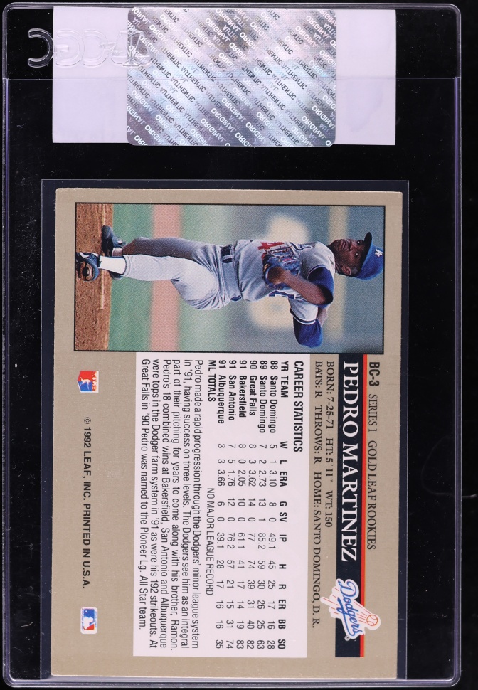 1992 Leaf Gold Pedro Martinez ROOKIE #BC-3 CGC AUTH