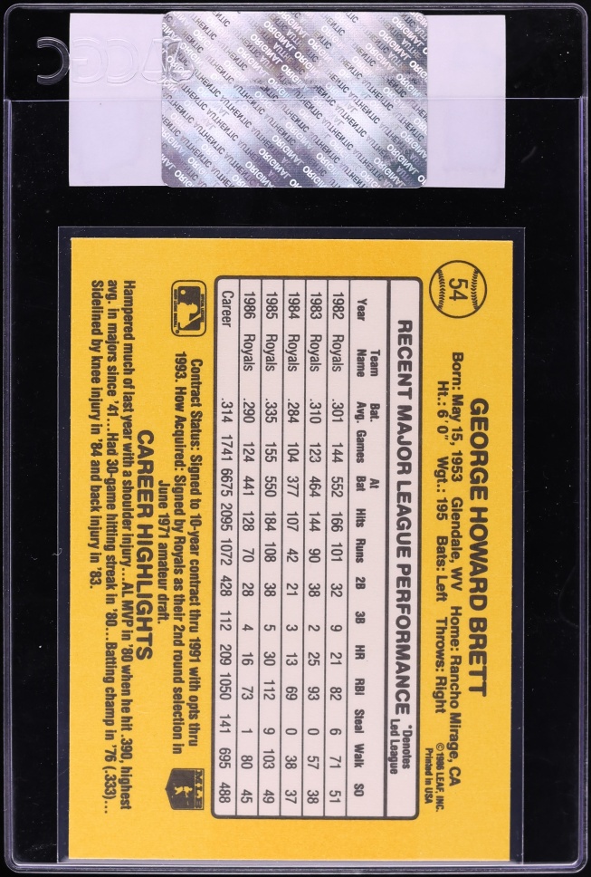 1987 Donruss George Brett #54 CGC AUTH