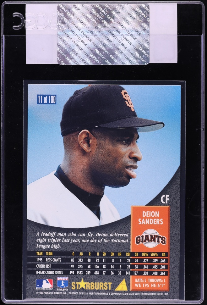 1996 Pinnacle Starburst Deion Sanders #11 CGC AUTH