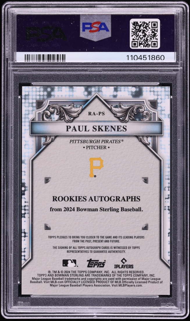 2024 Bowman Sterling Black Lava Paul Skenes ROOKIE AUTO /10 #RA-PS PSA 10 GEM MINT
