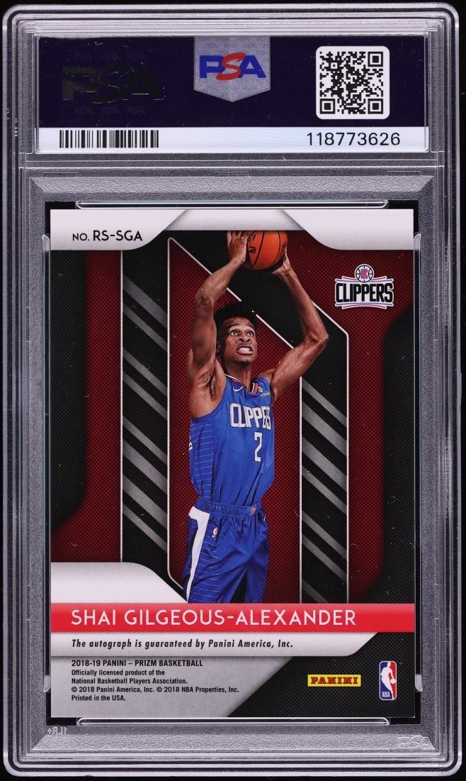 2018 Panini Prizm Shai Gilgeous-Alexander ROOKIE AUTO #RS-SGA PSA 9 MINT