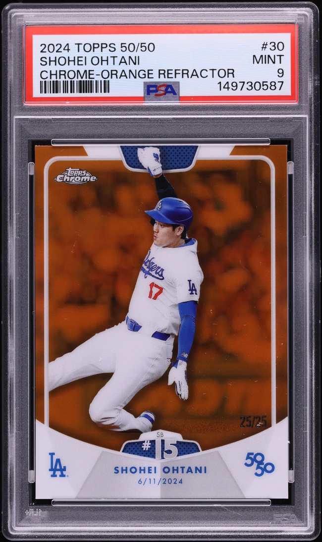2024 Topps Chrome 50/50 Orange Refractor Shohei Ohtani 25/25 #30 PSA 9 MINT