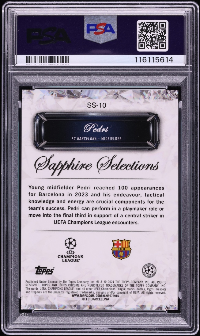 2023 Topps Chrome UEFA Club Competitions Sapphire Selections Pedri #SS-10 PSA 10 GEM MINT