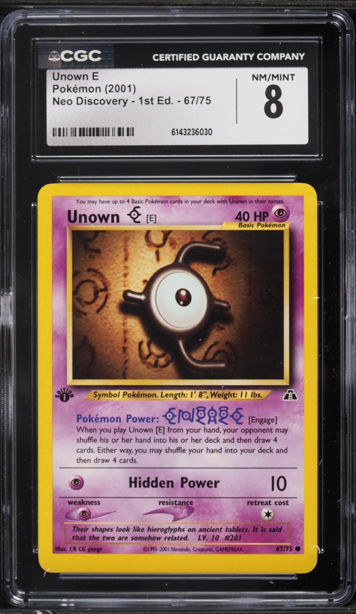 2001 Pokemon Neo Discovery 1st Edition Unown E #67 CGC 8 NM-MT