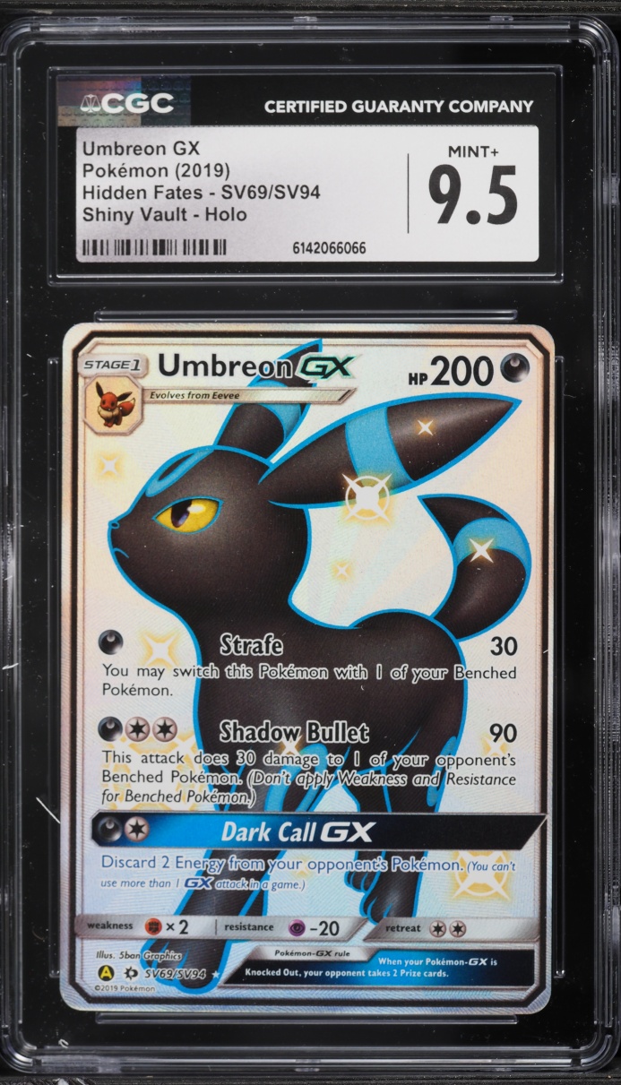 2019 Pokemon Sun & Moon Hidden Fates Shiny Vault Full Art Umbreon GX #SV69 CGC 9.5 MINT+