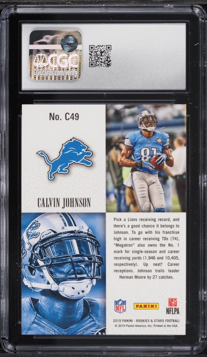 2015 Panini Rookies & Stars Crusade Blue Calvin Johnson #C49 CGC 9 MINT