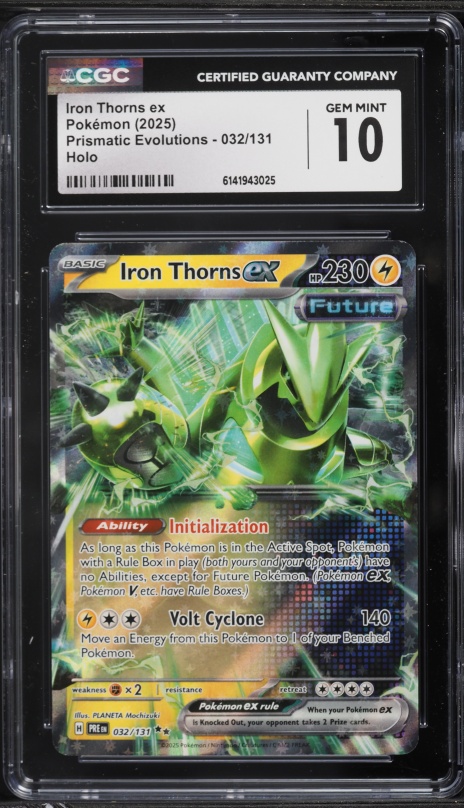 2025 Pokemon Scarlet & Violet Prismatic Evolutions Holo Iron Thorns ex #32 CGC 10 GEM MINT