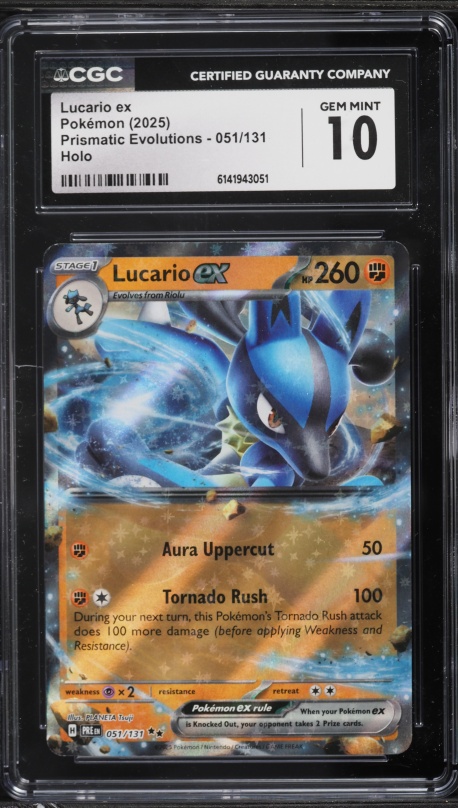 2025 Pokemon Scarlet & Violet Prismatic Evolutions Holo Lucario ex #51 CGC 10 GEM MINT