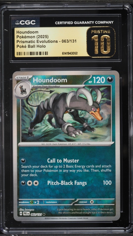 2025 Pokemon Scarlet & Violet Prismatic Evolutions Poke Ball Holo Houndoom #63 CGC 10 PRISTINE