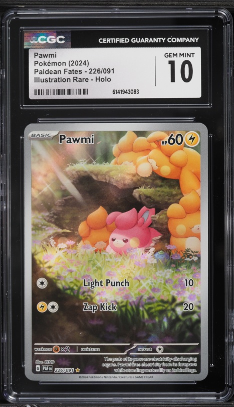 2024 Pokemon Scarlet & Violet Paldean Fates IR Pawmi #226 CGC 10 GEM MINT