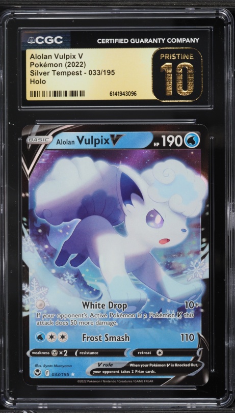 alolan vulpix v pokemon card VSTAR (Secret) clear acrylic holder that perfectly accentuates the stunning visual design and character artwork Pokemon TCG Silver Tempest 033/195