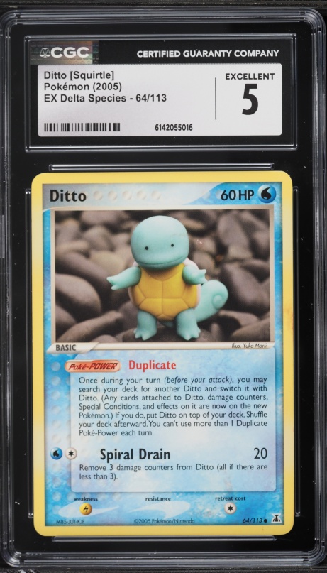 2005 Pokemon EX Delta Species Ditto Squirtle #64 CGC 5 EX