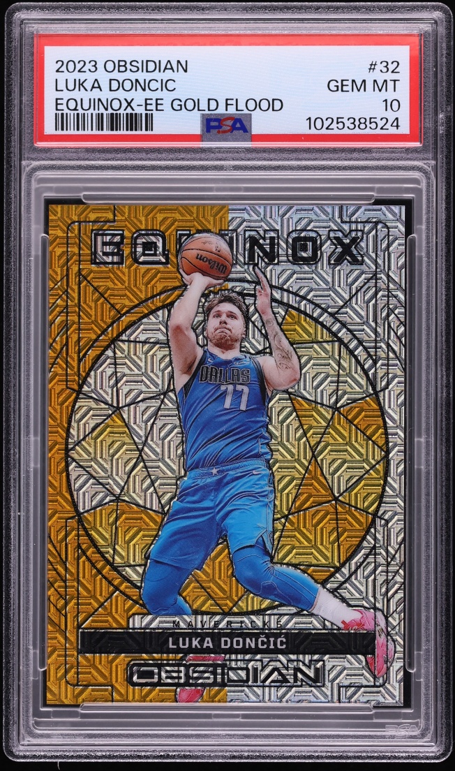 2023 Panini Obsidian Equinox Electric Etch Gold Flood Luka Doncic 1/10 #32 PSA 10 GEM MINT