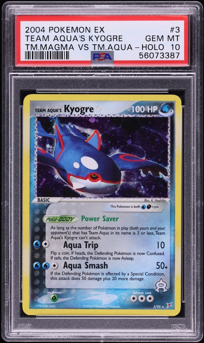 2004 Pokemon EX Team Magma Vs Team Aqua Reverse Holo Team Aqua's Kyogre #3 PSA 10 GEM MINT