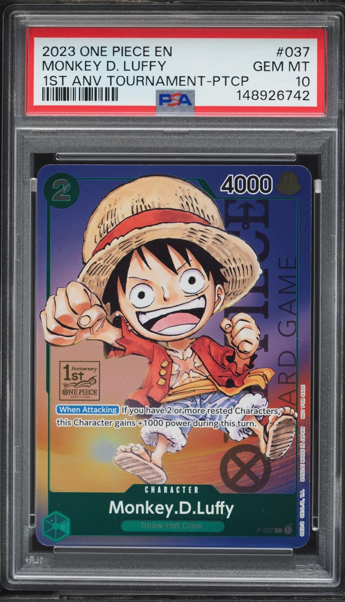 2023 One Piece Promo 1st Anniversary Tournament Participation Monkey D. Luffy #P-037 PSA 10 GEM