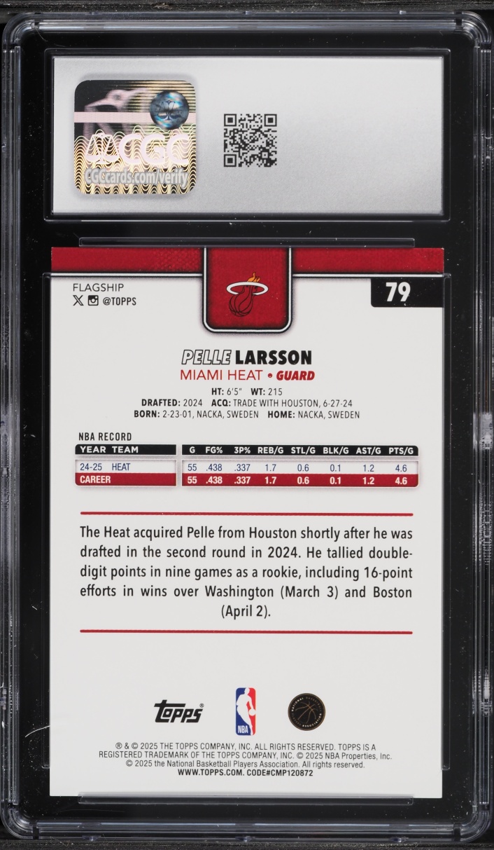2025 Topps Season Tip-Off Orange Pelle Larsson /25 #79 CGC 10 GEM MINT
