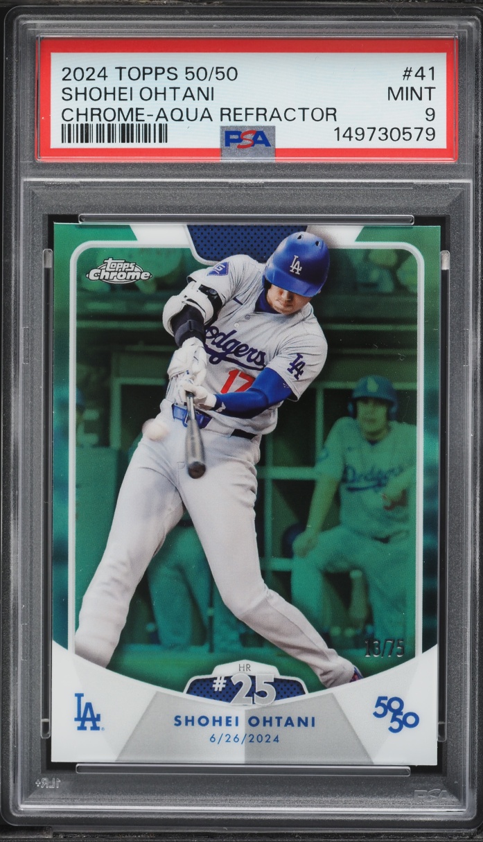 2024 Topps Chrome 50/50 Aqua Refractor Shohei Ohtani /75 #41 PSA 9 MINT