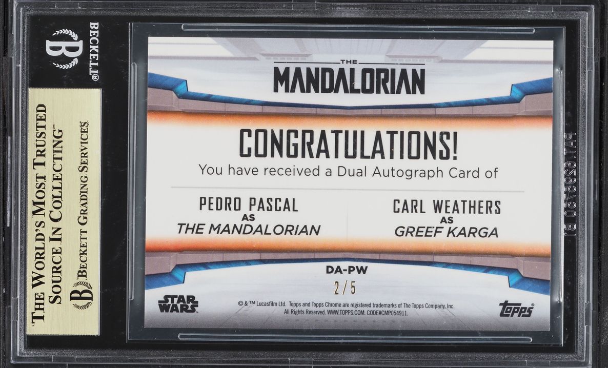 2022 Topps Chrome Star Wars Mandalorian Red Ref Pedro Pascal Carl Weathers AUTO /5 BGS 9.5