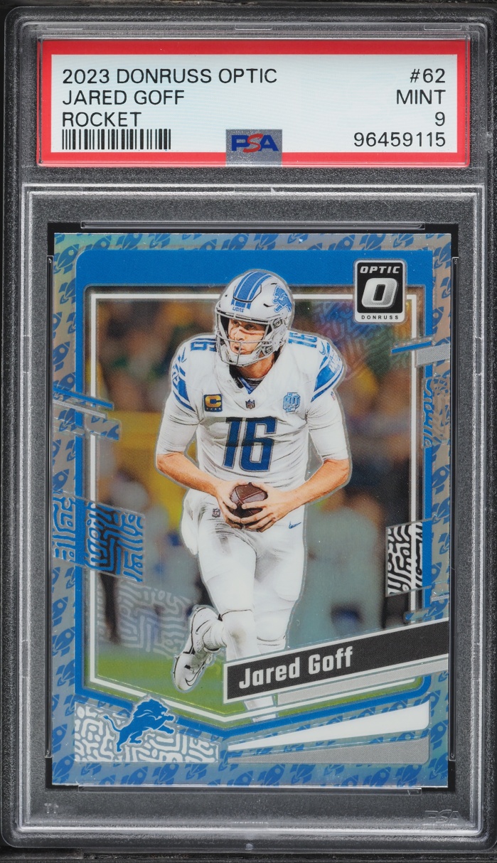 2023 Panini Donruss Optic Rocket Jared Goff #62 PSA 9 MINT
