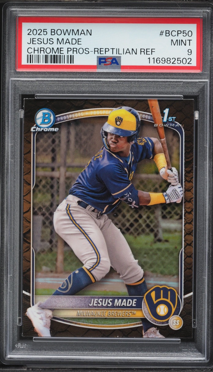 2025 Bowman Chrome Reptilian Refractor Jesus Made PROSPECT #BCP-50 PSA 9 MINT