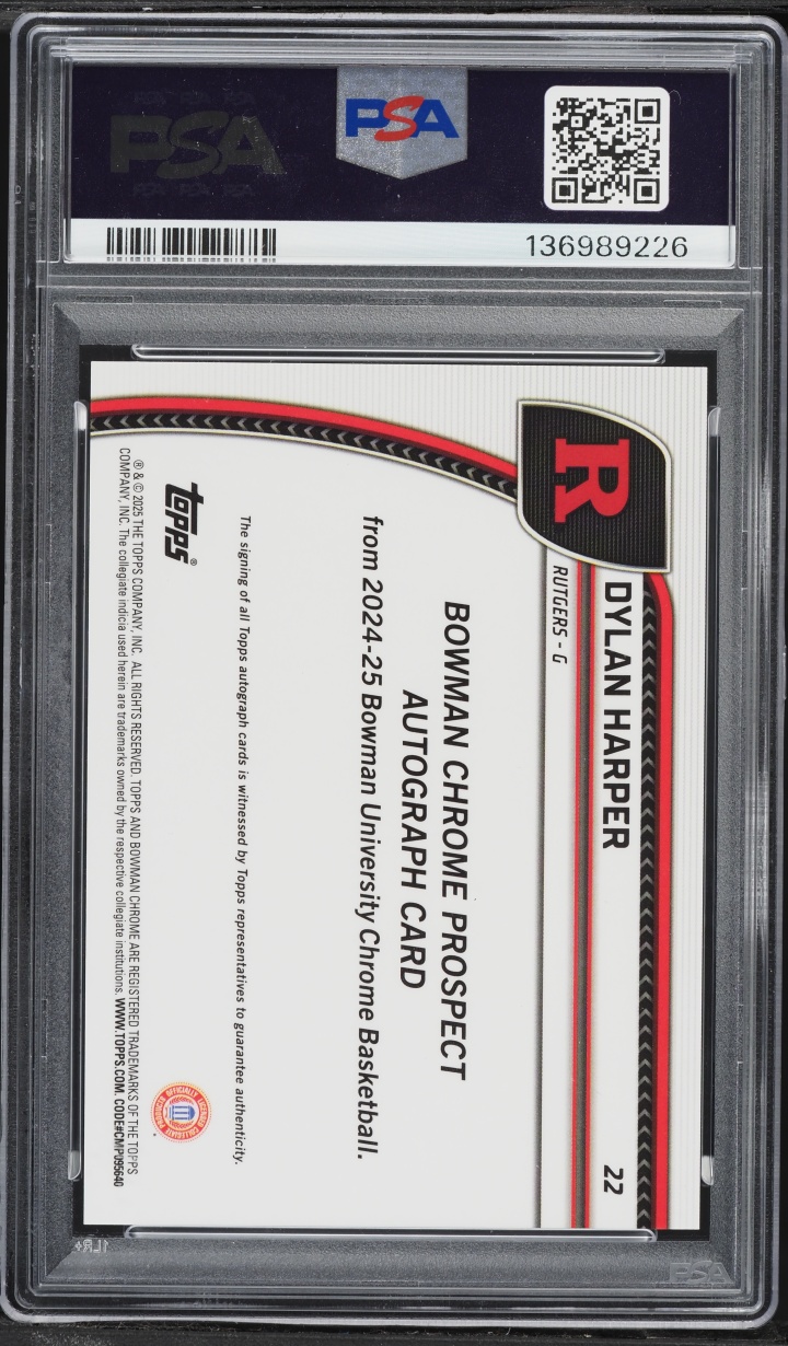 2024 Bowman University Chrome Reptilian Green Refractor Dylan Harper ROOKIE AUTO /75 #22 PSA 10
