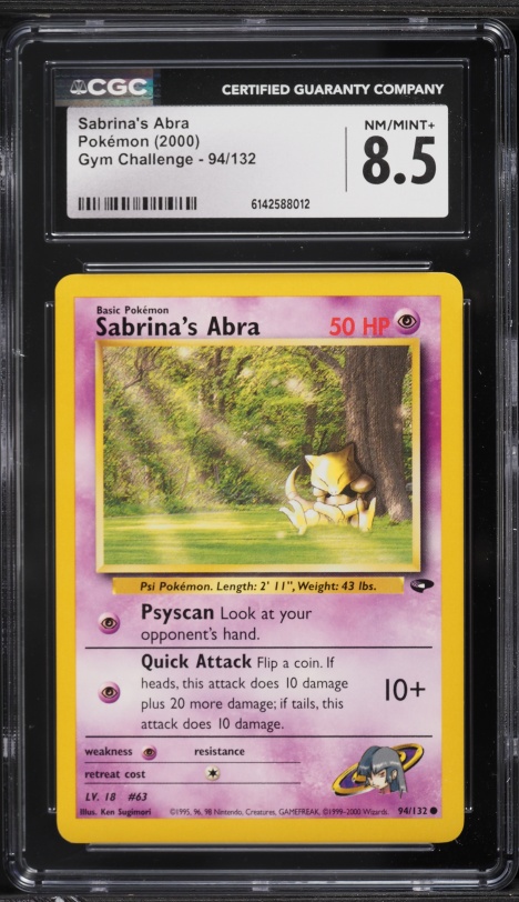 2000 Pokemon Gym Challenge Sabrina's Abra #94 CGC 8.5 NM-MT+