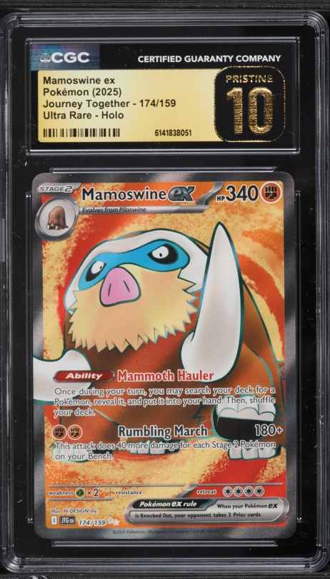 2025 Pokemon Scarlet & Violet Journey Together Full Art Mamoswine EX #174 CGC 10 PRISTINE