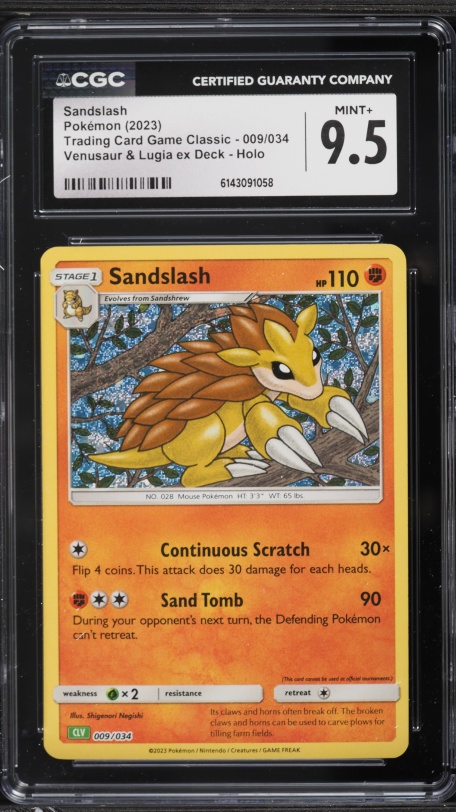 2023 Pokemon TCG Classic Collection Venusaur & Lugia Ex Deck Holo Sandslash #9 CGC 9.5 MINT+