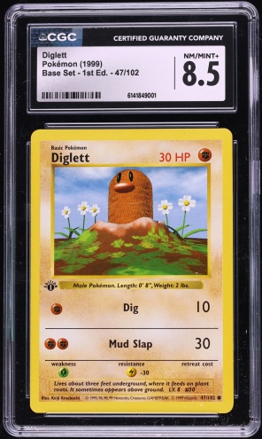 1999 Pokemon Base Set Shadowless 1st Edition Diglett #47 CGC 8.5 NM-MT+