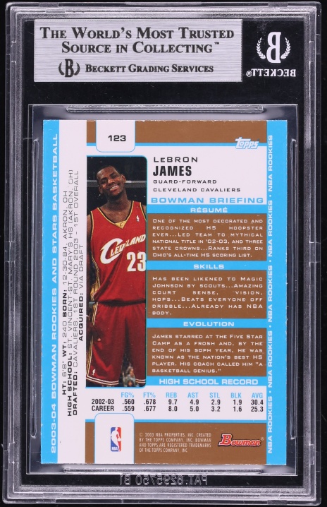 2003 Bowman Gold LeBron James ROOKIE #123 BGS 8.5 NM-MT+
