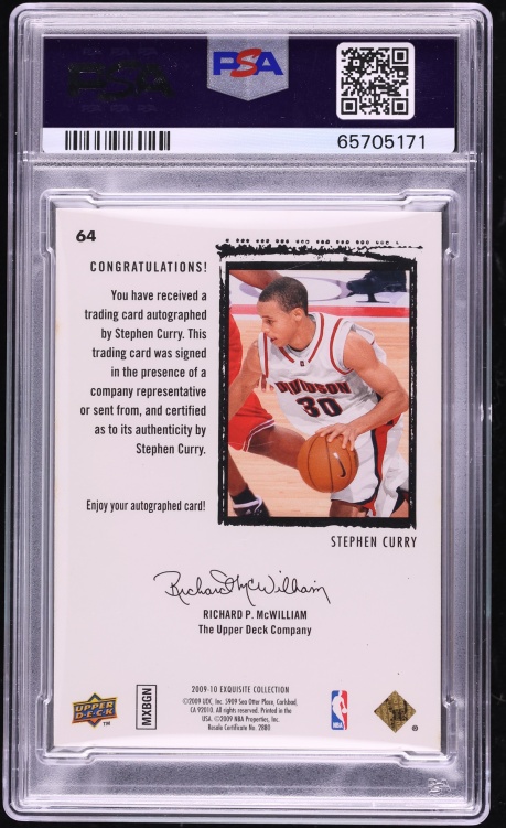2009 Exquisite Collection Stephen Curry ROOKIE AUTO /225 #64 PSA 9 MINT