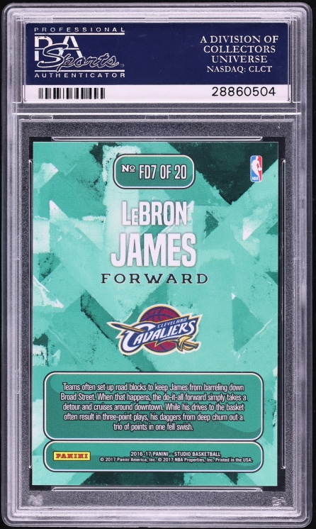 2016 Panini Studio From Downtown LeBron James #FD7 PSA 10 GEM MINT