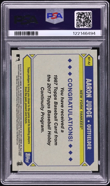 2017 Topps Silver Pack '87 Promo Aaron Judge ROOKIE #87-AJ PSA 8 NM-MT