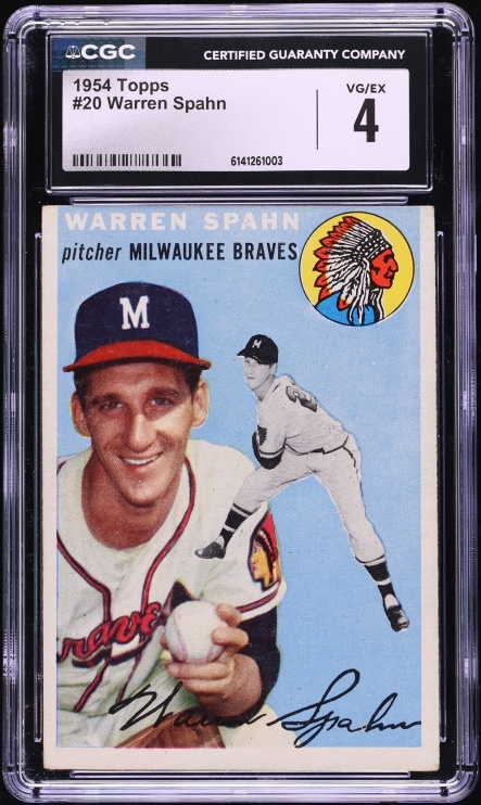 1954 Topps Warren Spahn #20 CGC 4 VGEX