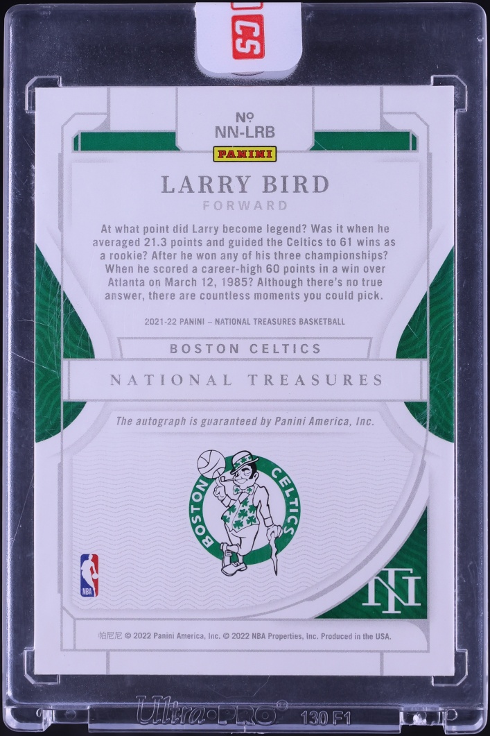2021 National Treasures Notable Nicknames Larry Bird AUTO /25 #NN-LRB