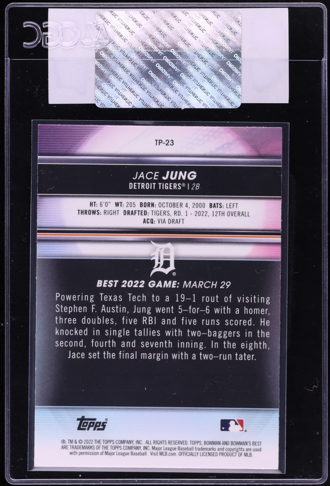 2022 Bowman's Best Top Jace Jung PROSPECT #TP-23 CGC AUTH