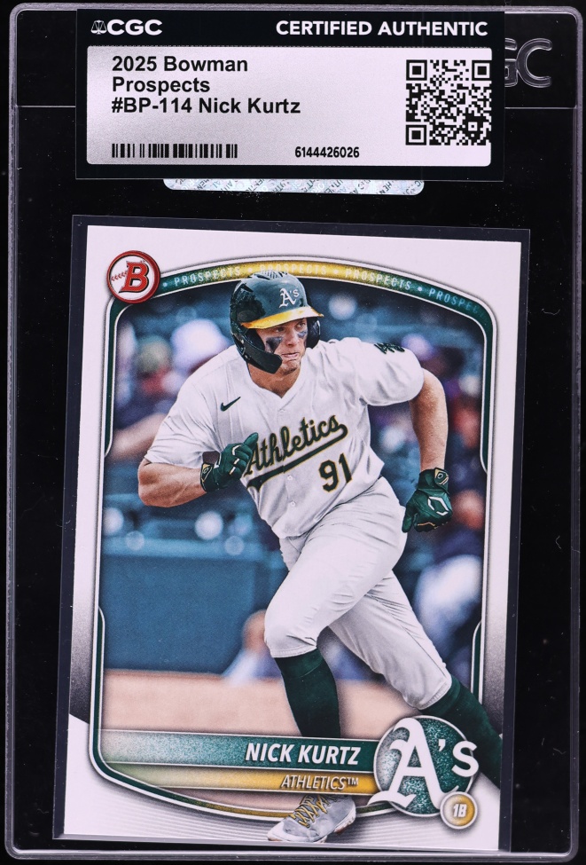 2025 Bowman Nick Kurtz PROSPECT #BP-114 CGC AUTH
