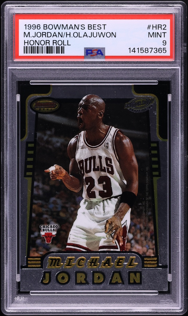 1996 Bowman's Best Honor Roll Michael Jordan & Hakeem Olajuwon #HR2 PSA 9 MINT