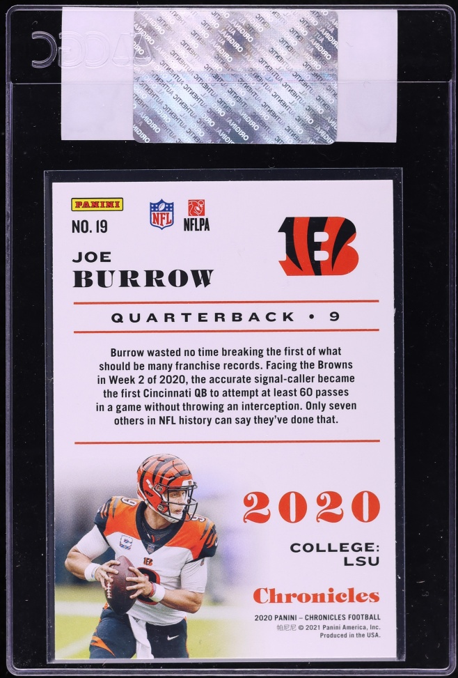 2020 Panini Chronicles Joe Burrow ROOKIE #19 CGC AUTH