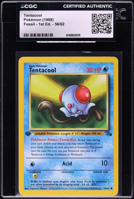 1999 Pokemon Fossil 1st Edition Tentacool #56 PSA 10 GEM MINT on Fanatics Collect 1999 Pokemon Fossil 1st Edition Tentacool #56 PSA 10 GEM MINT on Fanatics Collect