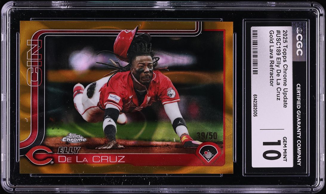 2025 Topps Chrome Update Gold Lava Refractor Elly De La Cruz /50 #USC189 CGC 10 GEM MINT