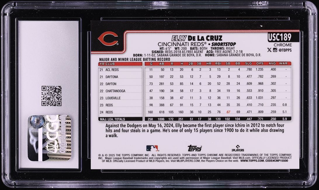2025 Topps Chrome Update Gold Lava Refractor Elly De La Cruz /50 #USC189 CGC 10 GEM MINT