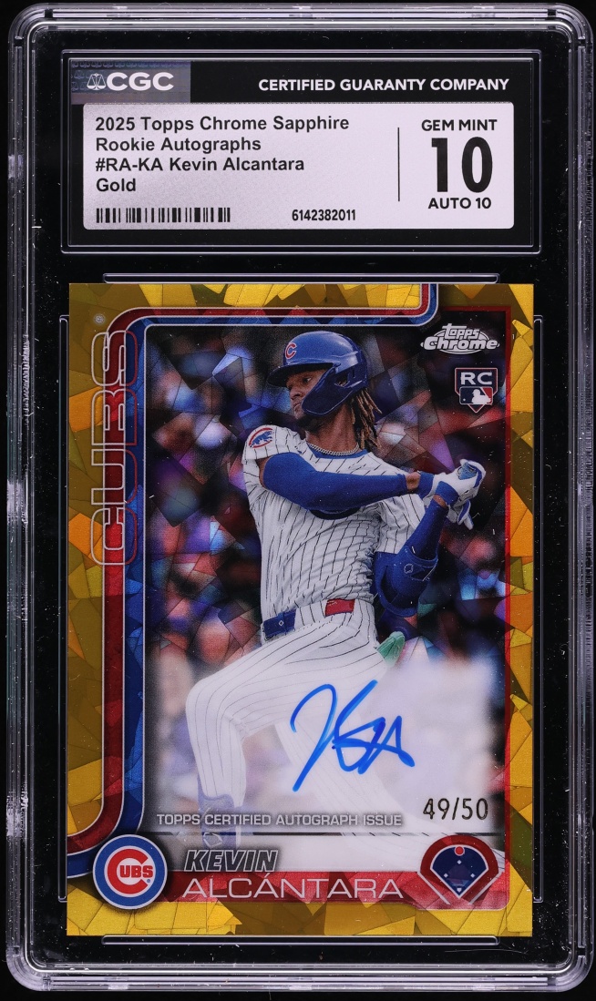 2025 Topps Chrome Sapphire Gold Kevin Alcantara ROOKIE AUTO /50 #RA-KA CGC 10 GEM MINT