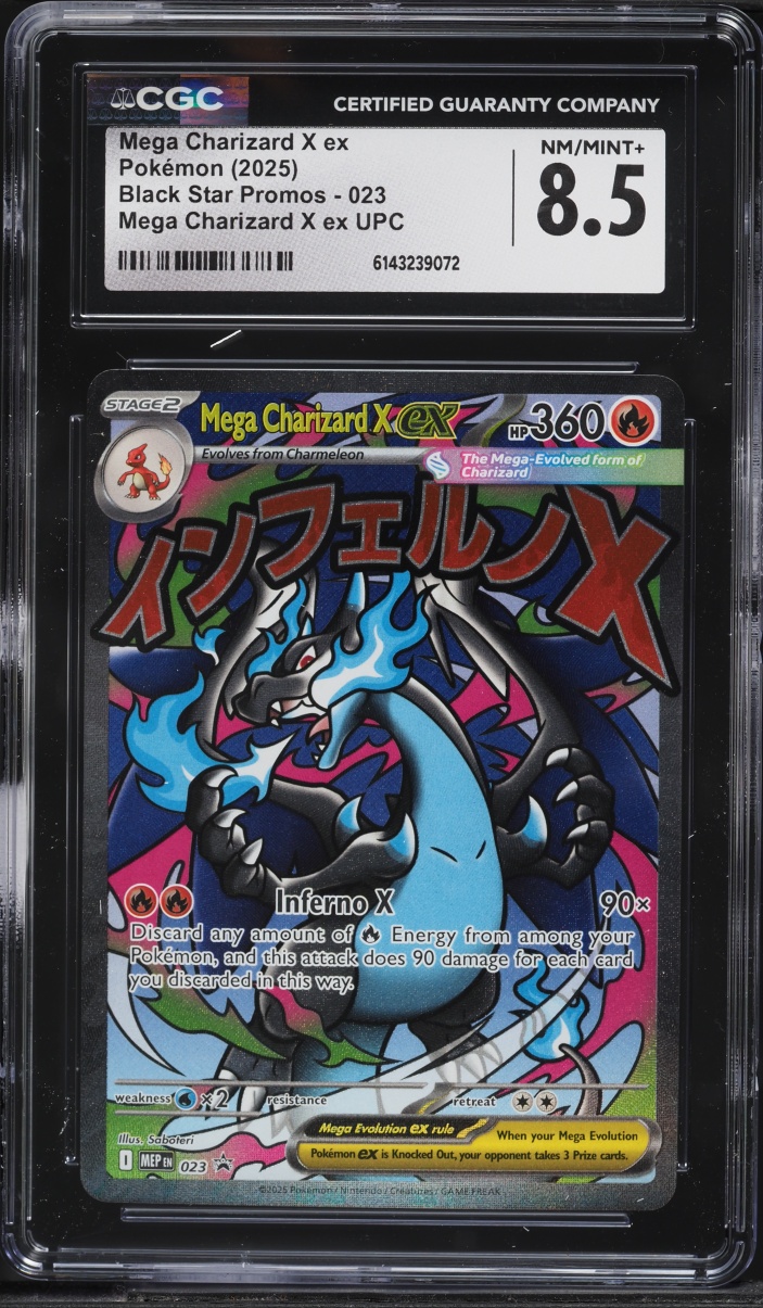 2025 Pokemon Mega Evolution Promo Ultra Premium Full Art Mega Charizard X ex #23 CGC 8.5 NM-MT+
