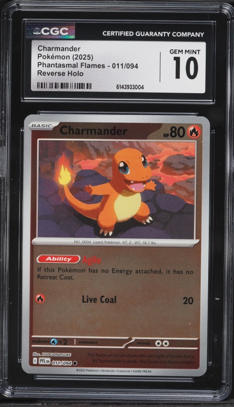 2025 Pokemon Phantasmal Flames Reverse Holo Charmander #011 CGC 10 GEM MINT  on Fanatics Collect
