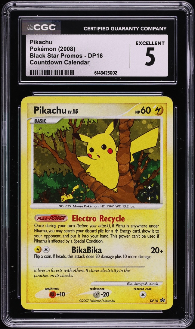 2008 Pokemon Black Star Promo Countdown Calendar Holo Pikachu #DP16 CGC 5 EX