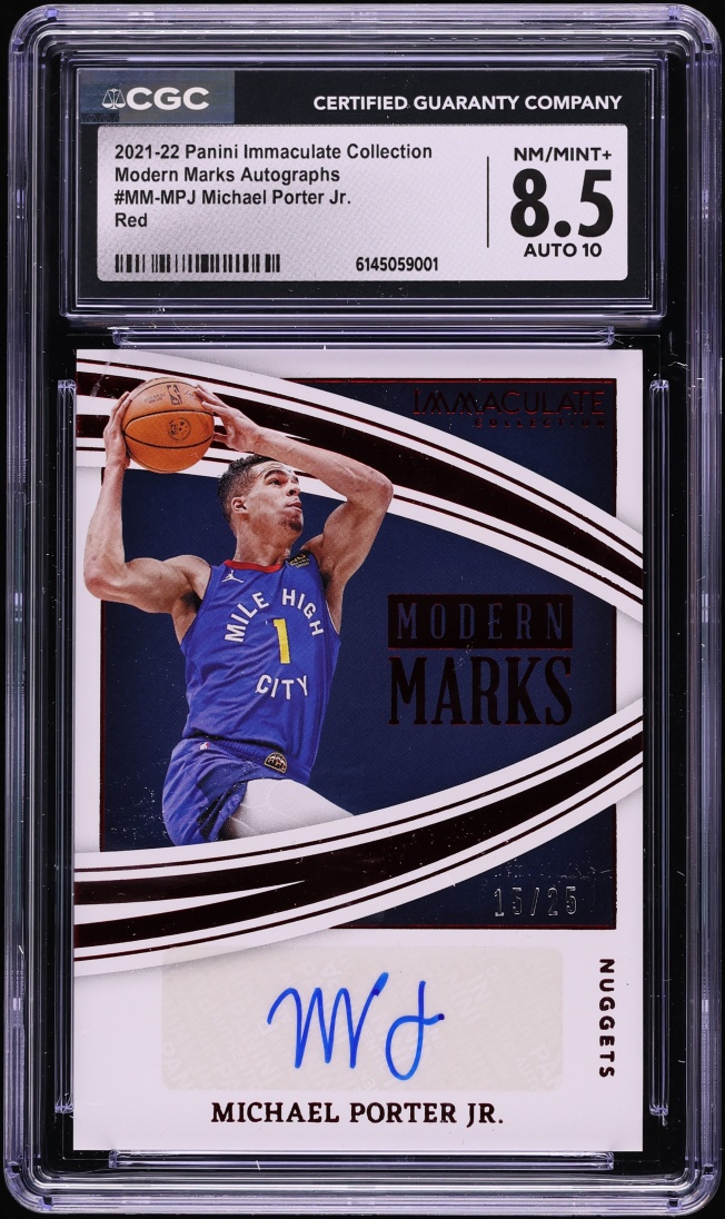 2021 Immaculate Collection Modern Marks Red Michael Porter Jr. AUTO /25 #MM-MPJ CGC 8.5 NM-MT+