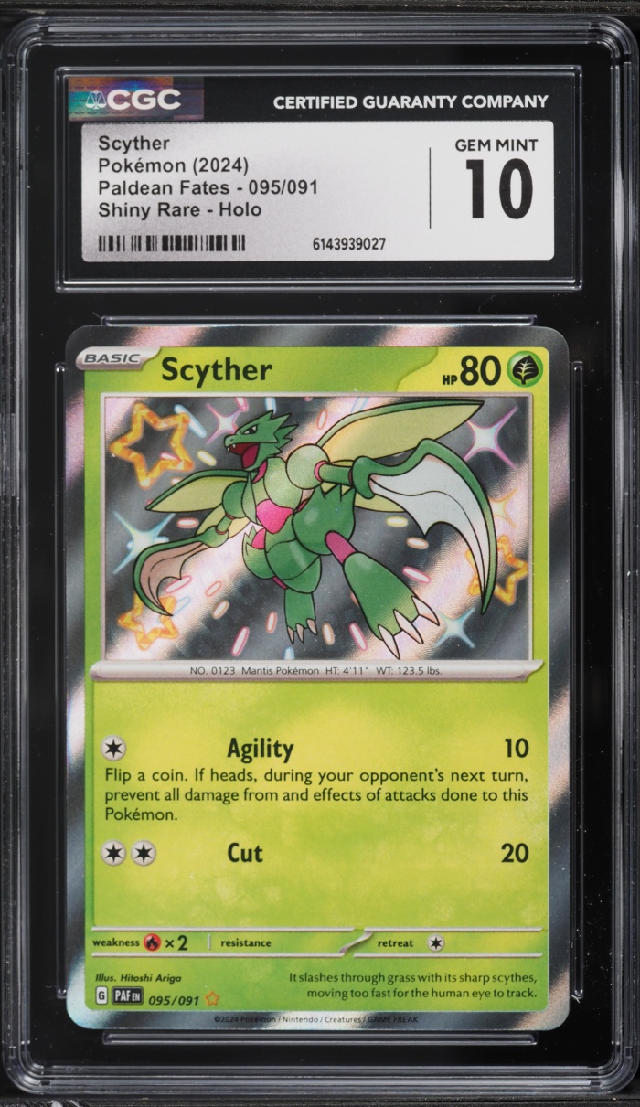 2024 Pokemon Scarlet & Violet Paldean Fates Shiny Scyther #95 CGC 10 GEM MINT