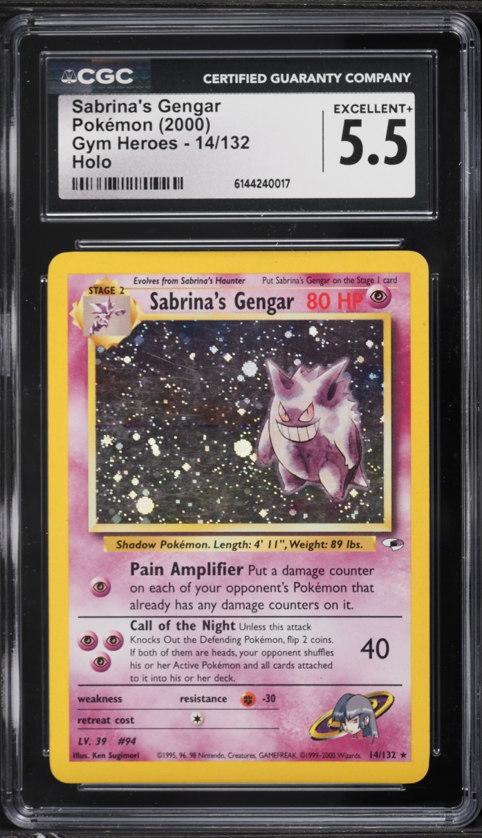2000 Pokemon Gym Heroes Holo Sabrina's Gengar #14 CGC 5.5 EX+
